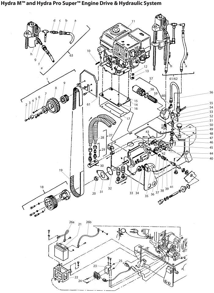 Hydra M and Hydra Pro Super Engine Drive and Hydraulic System Parts